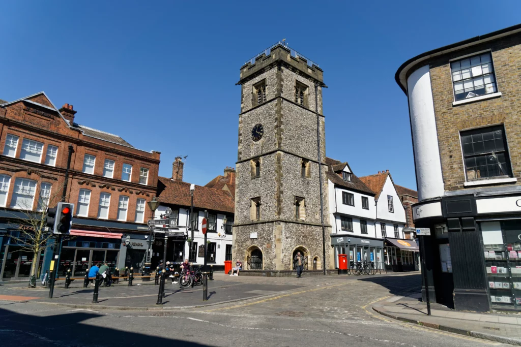 The clock tower of St Albans